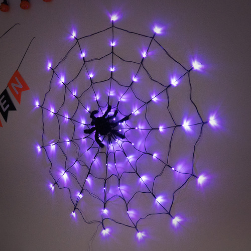어반 LED 할로윈 거미줄 조명 장식세트 퍼플
