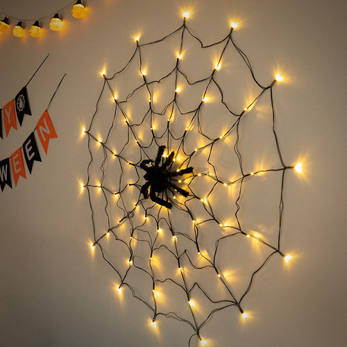 어반 LED 할로윈 거미줄 조명 장식세트 웜화이트